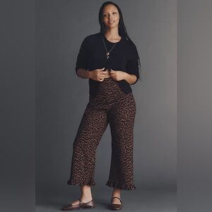 Anthropologie The Colette Ruffle-Hem Crop Wide-Leg Pants by Maeve Sz34 NWOT